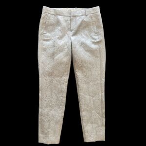 J. Crew Maddie Textured Brocade Champagne Beige Metallic Slim Ankle Pants Sz 2